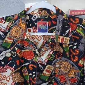 🌴 D'EM Crazy - Hawaiian BBQ KING Camp Shirt Men XXL barbeque 2XL DEM Crazy!